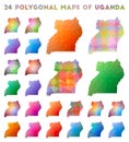 Set of vector polygonal maps of Uganda.