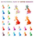 Set of vector polygonal maps of United Kingdom.