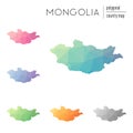 Set of vector polygonal Mongolia maps.