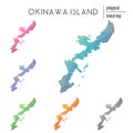 Set of vector polygonal Okinawa Island maps.