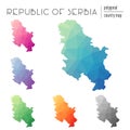 Set of vector polygonal Serbia maps.