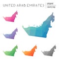Set of vector polygonal United Arab Emirates maps.