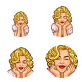 Set of vector pop art round avatar icons for users of social networking, blogs, profile icons.