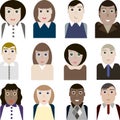 Set of vector portraits of female and male office workers