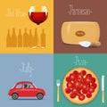 Set of vector posters, flyers, postcards, illustration for Italy