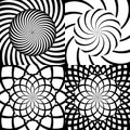 Set of vector psychedelic spiral patterns. Royalty Free Stock Photo