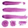 Set of vector purple paint stains. Collection of
