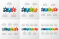 Set of vector puzzle style timeline infographic templates