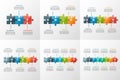 Set of vector puzzle style timeline infographic templates