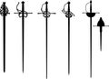 Set of the vector rapier and epee silhouette for fencing or duel