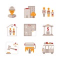 Set of vector real estate icons and concepts in flat style Royalty Free Stock Photo