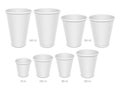 Set of vector realistic blank disposable coffee cups. Different sizes of open empty containers for vending and takeaway drinks Royalty Free Stock Photo