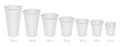 Set of vector realistic blank disposable coffee cups. Different sizes of open empty paper glasses for vending and takeaway drinks Royalty Free Stock Photo