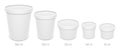 Set of vector realistic blank ice cream buckets and bowls with lids. Different sizes of paper food containers mockup