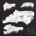 Set of vector realistic clouds isolated on a translucent dark background.Separate easily editable translucent objects Royalty Free Stock Photo
