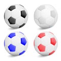 Set of Vector realistic 3D color soccer ball with shadow isolated on white background. Football sport symbol Royalty Free Stock Photo