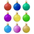 Set of vector realistic glass balls for Christmas decorations. Royalty Free Stock Photo
