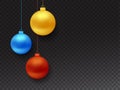 Set of vector realistic hanging Christmas balls Royalty Free Stock Photo