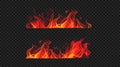 Set of vector realistic horizontal red flames.