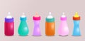 Set of vector realistic illustration of baby bottles
