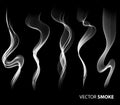 Set of Vector realistic smoke on black background