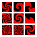 Set of Vector Red and Black Spirals