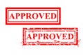 Simple Set 2 Vector red Rectangle rubber stamp effect Approved, Isolated on White Royalty Free Stock Photo
