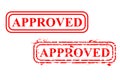 Simple Set 2 Vector red Rectangle rubber stamp effect Approved, Isolated on White Royalty Free Stock Photo