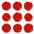 Set of vector red wax seals isolated on white Royalty Free Stock Photo