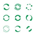 Set of vector refresh and recycling arrows for web. COLLECTION OF ICONS Royalty Free Stock Photo