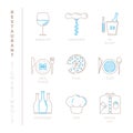Set of vector restaurant icons and concepts in mono thin line style