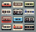 Set of vector retro audio cassettes