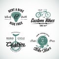 Set of Vector Retro Bicycle Custom and Rental