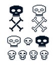 Set of vector retro signs made in pixel art style. Human heads w