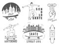 Set Vector Retro Skateboarding Logo and Badge