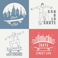 Set Vector Retro Skateboarding Logo and Badge