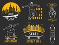 Set Vector Retro Skateboarding Logo and Badge