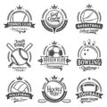 Set of vector retro styled sport emblems and labels Royalty Free Stock Photo