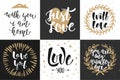Set of vector romantic lettering posters, greeting cards Royalty Free Stock Photo