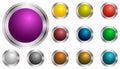 Set of vector round buttons violet, green, yellow, blue,