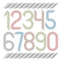Set of vector rounded numbers created guilloche ornate, decorate waves. Can be used for certificate design