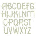 Set of vector rounded upper case alphabet letters isolated created using guilloche pattern, microprint tracery. Can be used in po