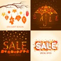 Set of vector sale banners. Autumn discount. Royalty Free Stock Photo
