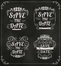 Set of vector Save The Date Wedding invitation Card On Blackboar