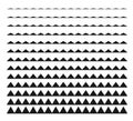 Set of vector seamless borders zigzag. Graphic new modern design elements