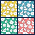 Set of vector seamless cartoon pattern. Royalty Free Stock Photo