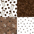 Set of vector seamless coffee patterns. Coffee pattern set.