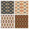 Set of vector seamless colorful ethnic tribal pattern. Royalty Free Stock Photo