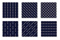 Set of vector seamless elegant striped patterns. Blue repeatable geometric backgrounds. Modern stylish dark endless Royalty Free Stock Photo