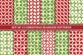 Set of vector seamless geometric colorful patterns. Christmas bright endless backgrounds - retro style. Creative X-mas